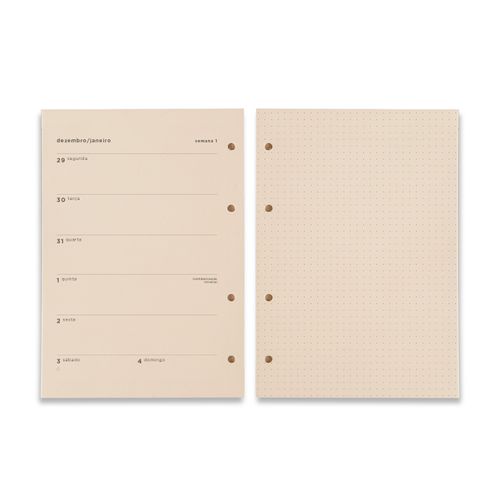 Refil Caderno Criativo Argolado 88 Fls Pólen 80G Agenda Planner 2026 Semanal Journal A5 C/ 12 Divisórias