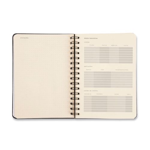 Planner Permamente Wire-o Clássica Financeiro A5 Caramelo